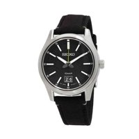 Reloj Seiko Big Date Nylon Strap Black Dial Quartz Sur517P1 100M Men'S Watch