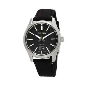 Reloj Seiko Big Date Nylon Strap Black Dial Quartz Sur517P1 100M Men'S Watch