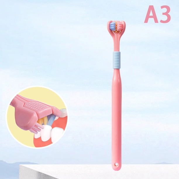 3D Stereo Three-Sided Toothbrush Ultra Fine Soft Hair Adult Toothbrush Tongue Scraper Deep Cleaning Health Oral Care Teeth Brush
