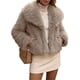 thumbnail image 1 of INSPIRE CHIC Abrigos de Piel Sintética para Mujer Mangas Largas Peludas Cuello con Solapa Forro Suave Oversize con Bolsillos Chaquetas de Invierno Cálidas Talla Mediana Caqui, 1 of 6
