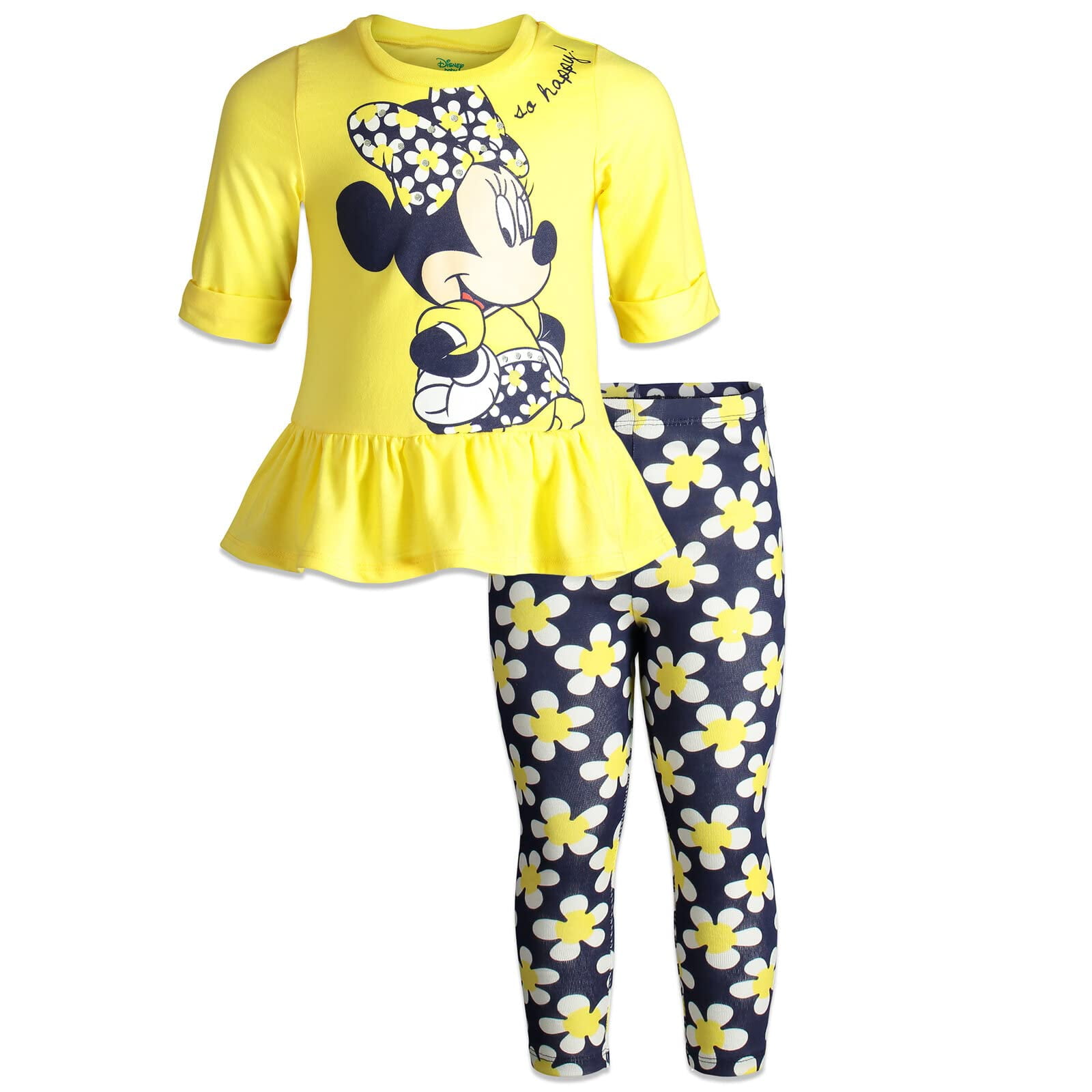Disney - Conjunto De Remera Peplum Y Leggings Para Niñas Pequeñas Minnie Mouse 3t