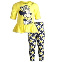 Conjunto De Remera Peplum Y Leggings Para Niñas Pequeñas Disney Minnie Mouse 3T
