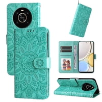 Funda Tipo Cartera Foxdock Para Honor X9 4G/5G , Diseño Girasol En Relieve, Cuero Pu, Cierre Magnético, Soporte Y Tarjetero
