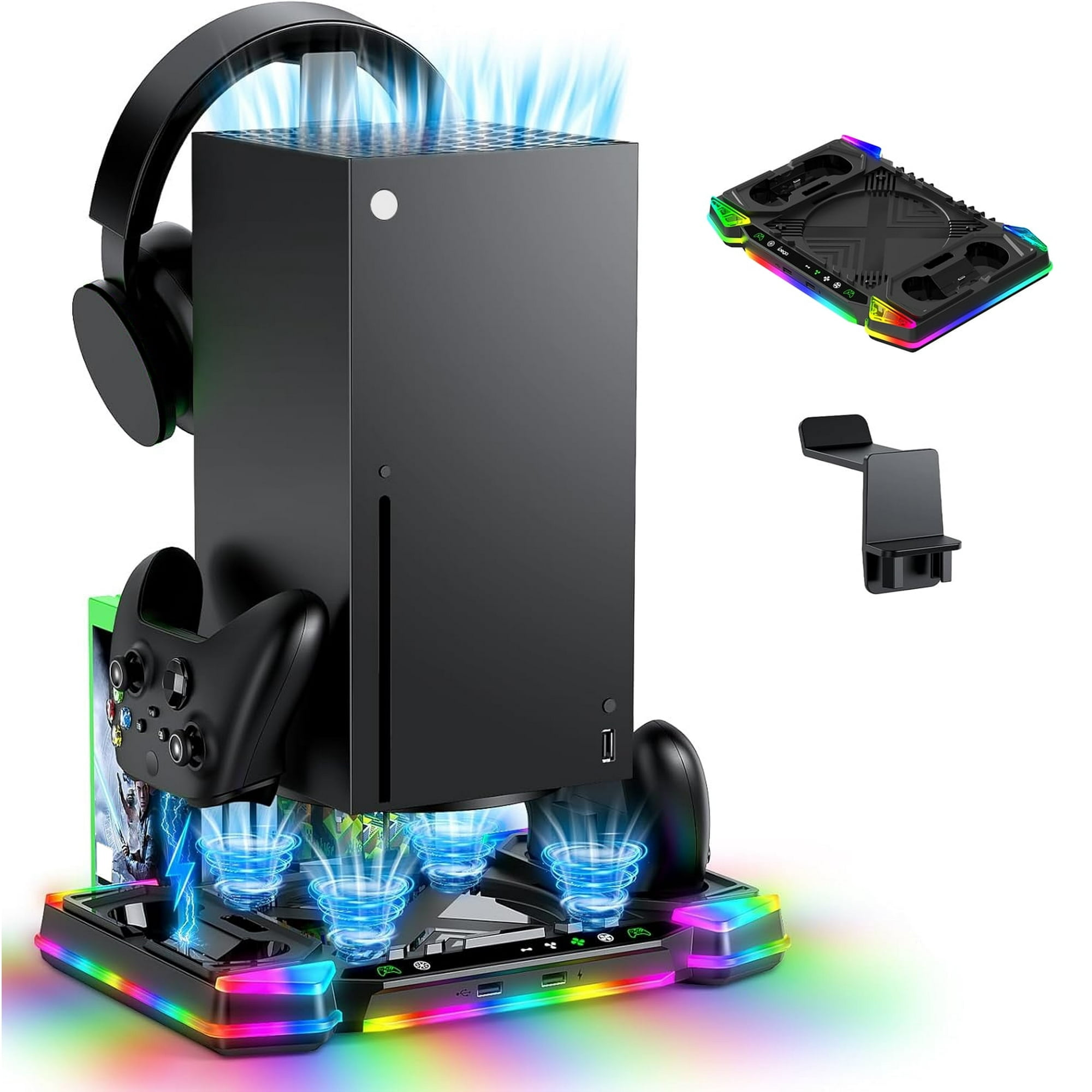 Soporte Con Ventilador De Enfriamiento Aaronmei Para Xbox Series X Base Cargadora Inalámbrica Rgb