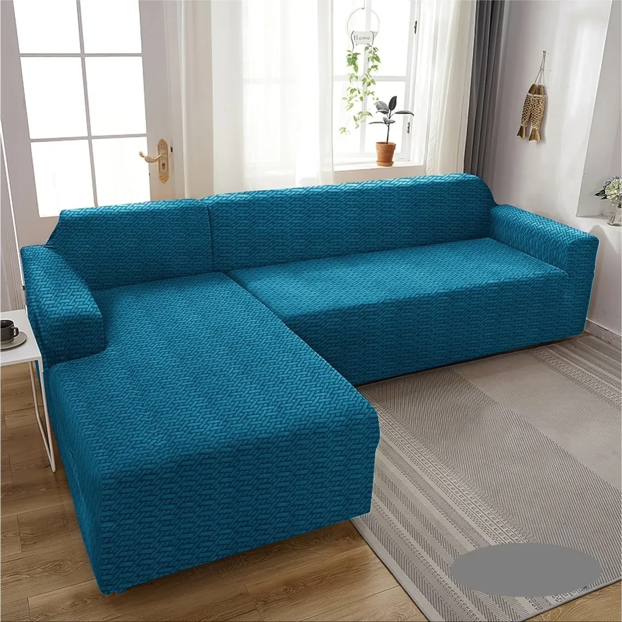Casadeliacl - Funda Para Sillon Tipo L 2 Piezas Diseño (t) Unicolor Tf Turquesa