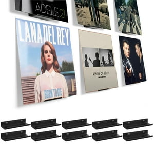 Soporte De Pared Para Discos De Vinilo Bijun Black Metal, Paquete De 10