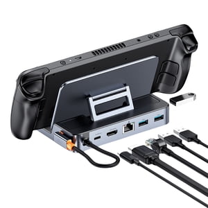 Genérico - Base De Conexión Usb C 6 En 1 Para Steam Deck Compatible Con Nintendo Switch - Hdmi 4K@60Hz, Gigabit Ethernet, 3 Puertos Usb 3.0-Gris