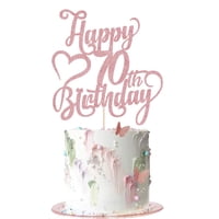 Decoración Para Tartas Arokippry Con Purpurina En Oro Rosa, Feliz 70 Cumpleaños