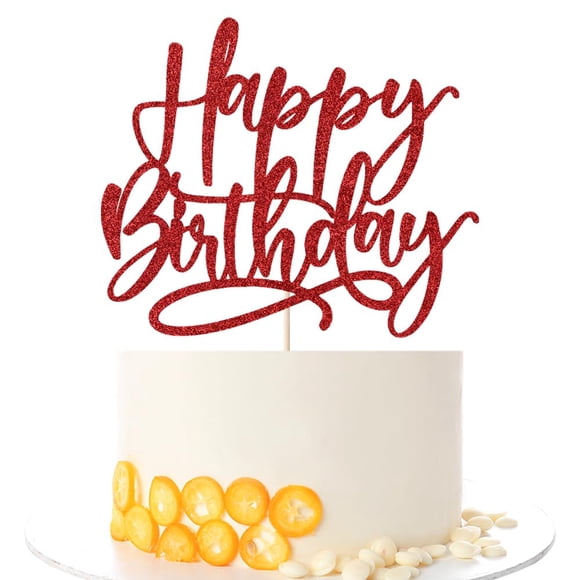 Decoración de tarta Kaoenla con purpurina roja para feliz cumpleaños
