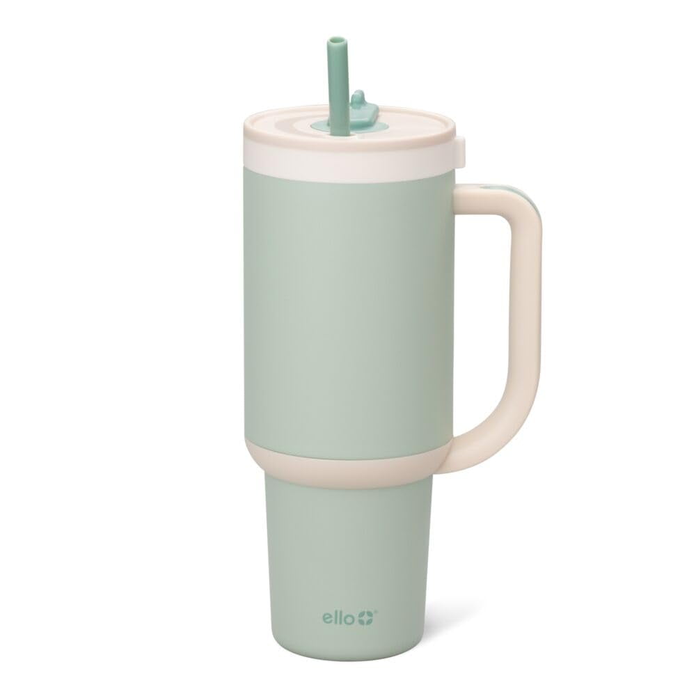 Vaso Ello Oasis Con Asa Y Pajita Retráctil, 1,2 L, Color Pistacho