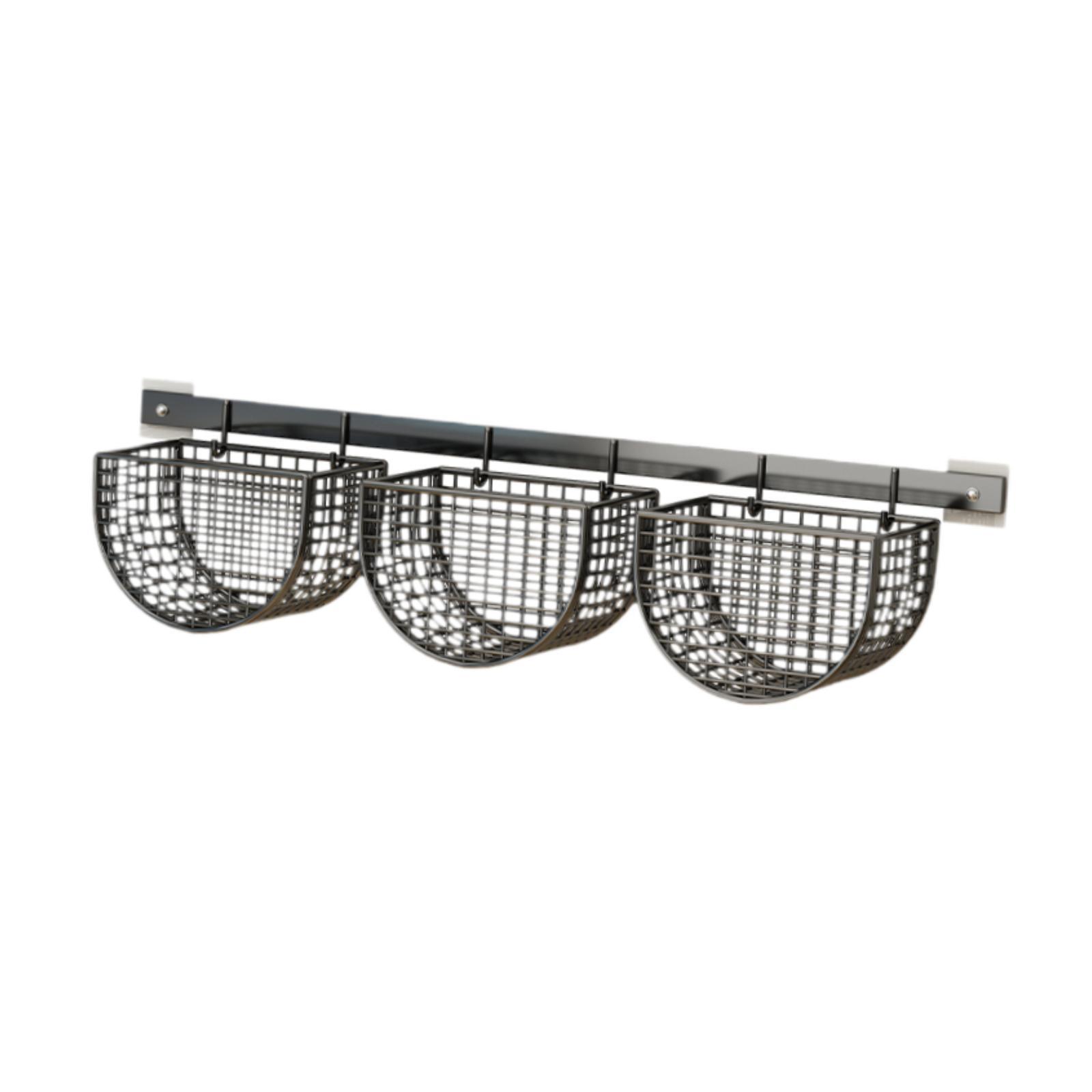 Bothyi - Organizador De Canasta De Montaje En La Pared Guardián De Ajo Para Restaurante De Restaurante Dormitorio Negro