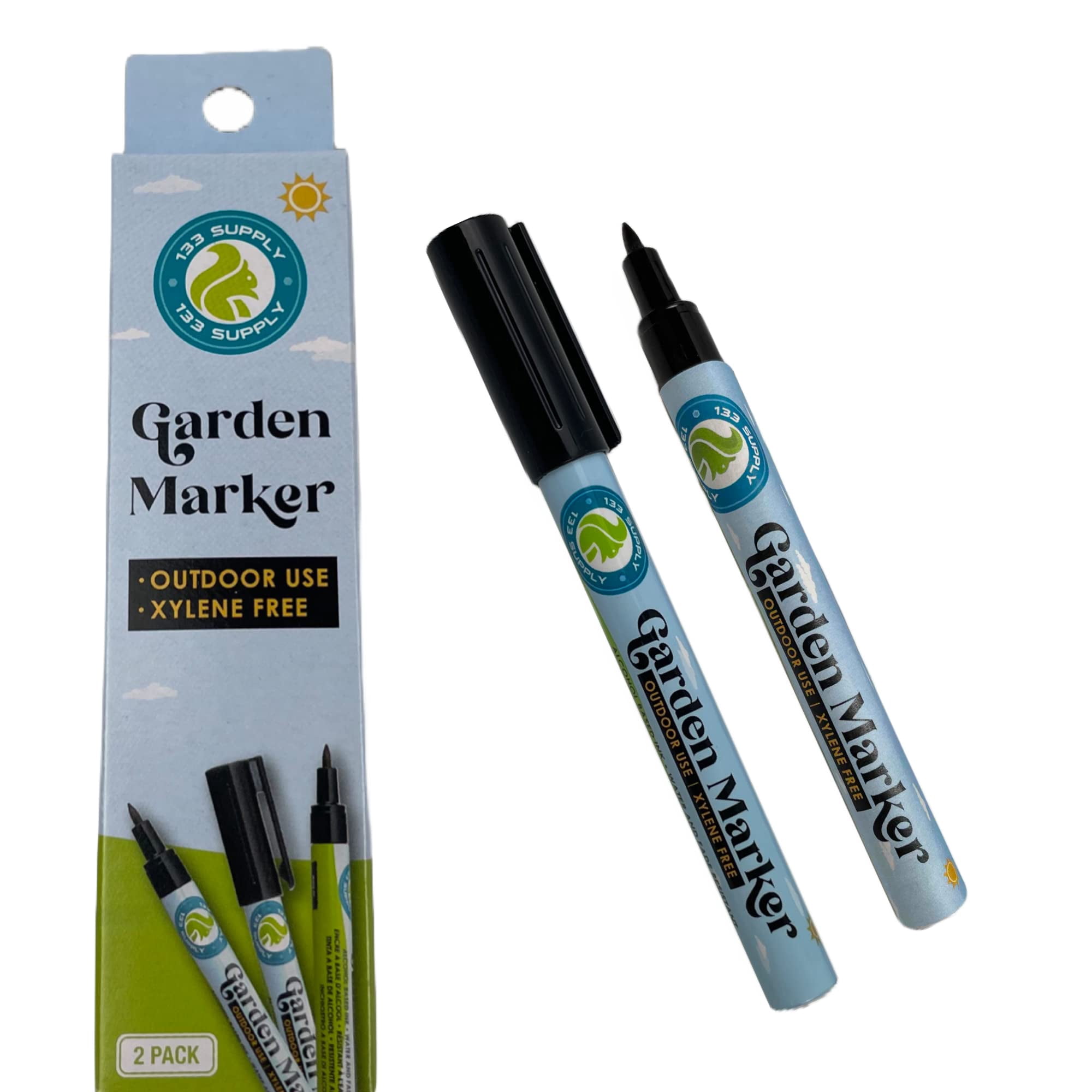 133 Supply - Rotulador De Jardín Permanente Negro (paquete De 2)