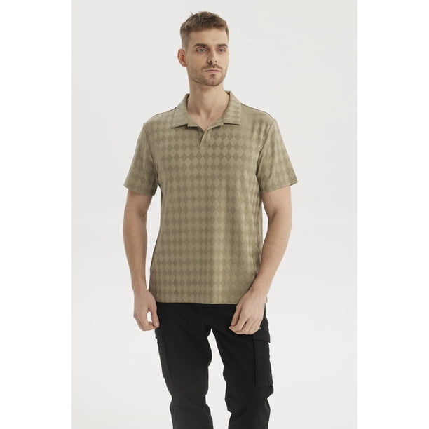 Polera Hombre Slim Cuello Camisero Verde- ll