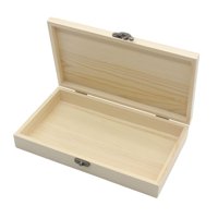Bothyi - Caja De Madera Natural Con Tapa Abatible Cierre Frontal Caja De Recuerdo Caja De Madera Lisa L