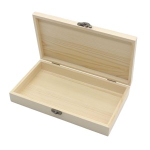Bothyi - Caja De Madera Natural Con Tapa Abatible Cierre Frontal Caja De Recuerdo Caja De Madera Lisa L