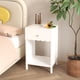 thumbnail image 3 of Modern White Nightstand with Drawer and Open Shelf,Scalloped Edge Bedside Table for Bedroom, Cute Minimalist Side Table for Kids Room or Girls' Room, 3 of 3