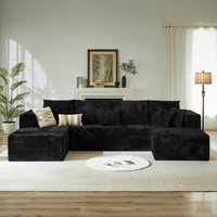 M&Ms - 133.86"" Cloud Modular Sectional Sofa With 1 Ottoman,Modern Upholstered Couches, Comfort U Shaped Sofa For Living Room,Deep Seat Corner Couch ,No Assembly Required