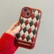 thumbnail image 2 of Retro Red And White Plaid Apple 14 Phone Case Iphone 13 Promax Artificial Leather 11/12 Soft 14 Plus/13x, 2 of 2
