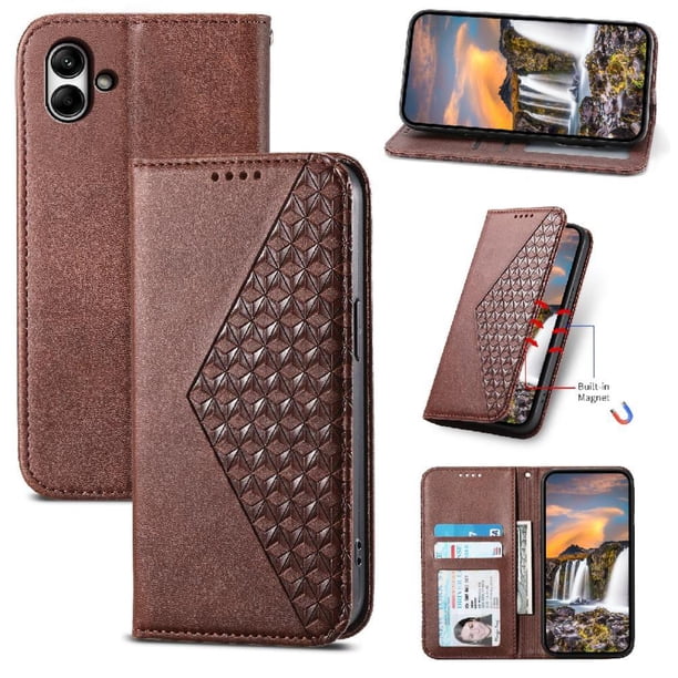 Funda Flip FOXDOCK para Samsung Galaxy A05 , Estilo Billetera con Diseño Rombo, Correa de Mano y Soporte, Uso Diario