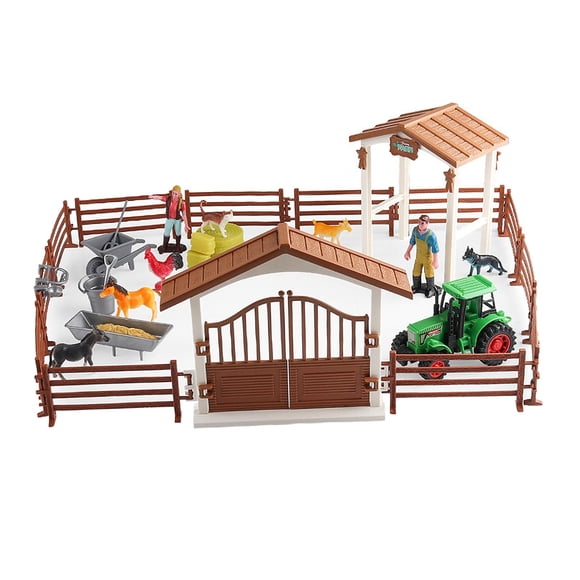 Mini Barn Farm Toys Playset Fence Farm Playset Para Niños Niñas De 3 A 12 Años Estilo A