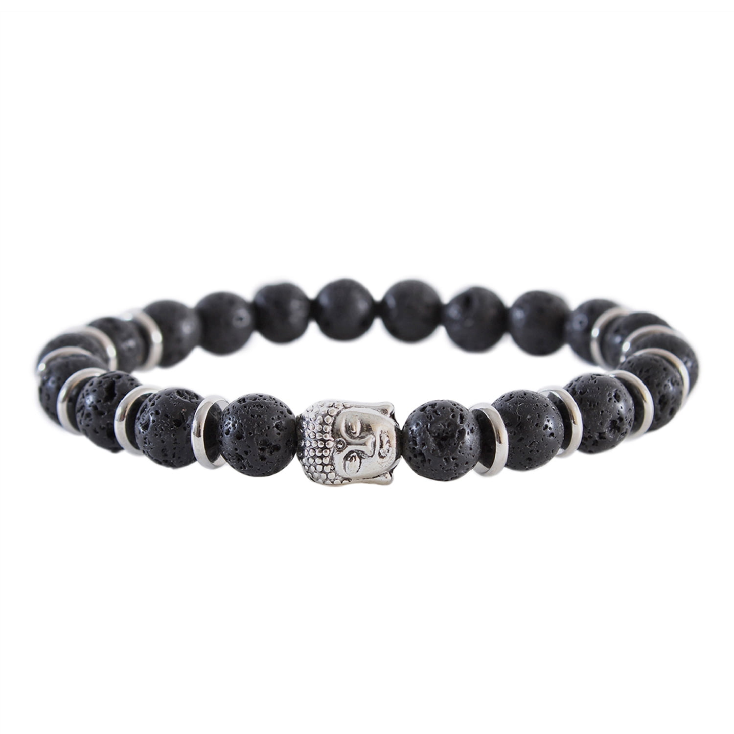 Millam - Pulsera Unisex Elástica Piedras Volcánicas Y Buda