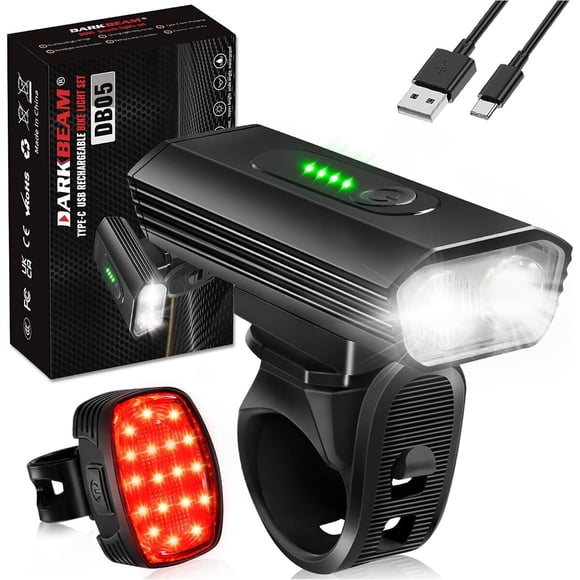 DARKBEAM Bike Headlight Rechargeable USB-C, Bicycle Lights 4