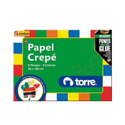 Torre - Papel Crepé 6 Pliegos / 6 Colore 50X100Cms