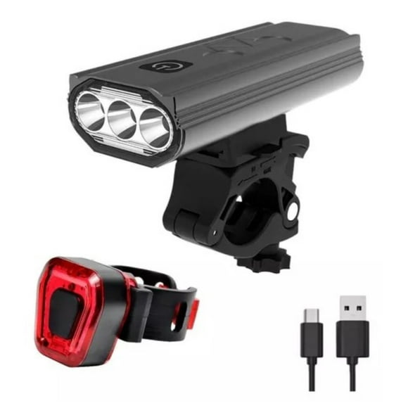 Luz Bicicleta Set Delantera Trasera Usb Impermeable Aluminio