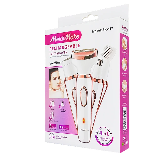 Meibi Make - Afeitadora Electrica Femenina 4En1 Colporal Para Axilas Bikini