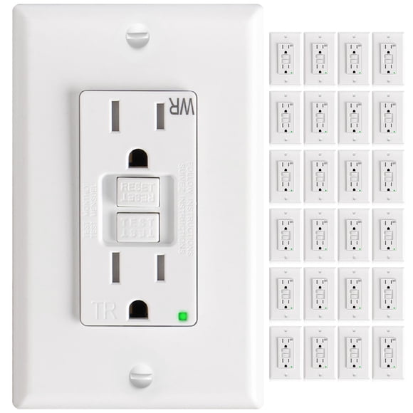 GFCI Outlet Amico, 15 amperios, 125 V, 24 unidades, resistente a la intemperie