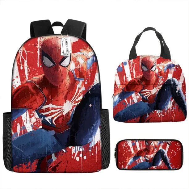 3pcs/set Disney Children 3d Cute Spider Man Design Backpack Stitch Boys Primary School Bag Kids Kindergarten Backpack Mochila