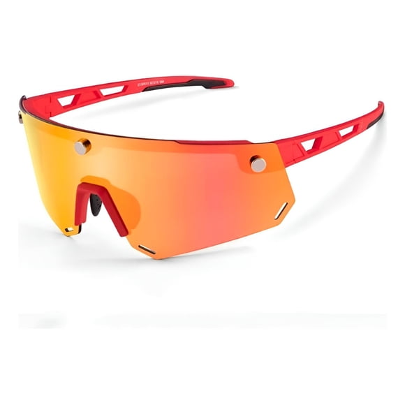 Lentes Rockbros Mica Magnética Intercambiable Uv400 Ciclismo rojo
