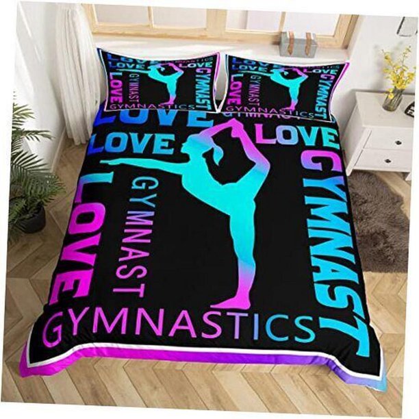 Kids Gymnastics Lovers Dance Quilt Duvet Cover Set Comforter Cover Double3-Piece Bedding Set