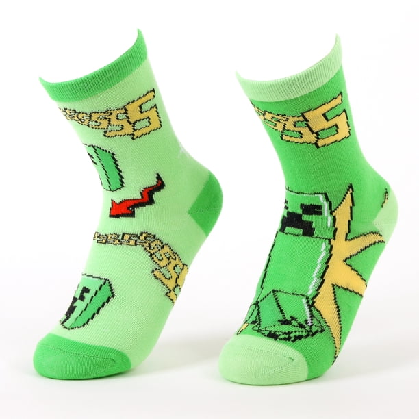 Calcetín 2P Niño Minecraft Creepers Verde