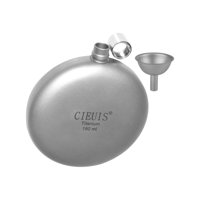 Magideal - Petaca De Titanio Con Tapón De Rosca A Prueba De Fugas, Mini Olla Portátil Redonda De 180Ml, Taza Para Beber, Flagon Para Senderismo, Camping Al Aire Con Embudo