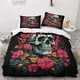 thumbnail image 2 of Juego de ropa de cama de 3 piezas con funda nórdica de calavera gótica con estampado digital tridimensional, funda de almohada a juego con cremallera., 2 of 3