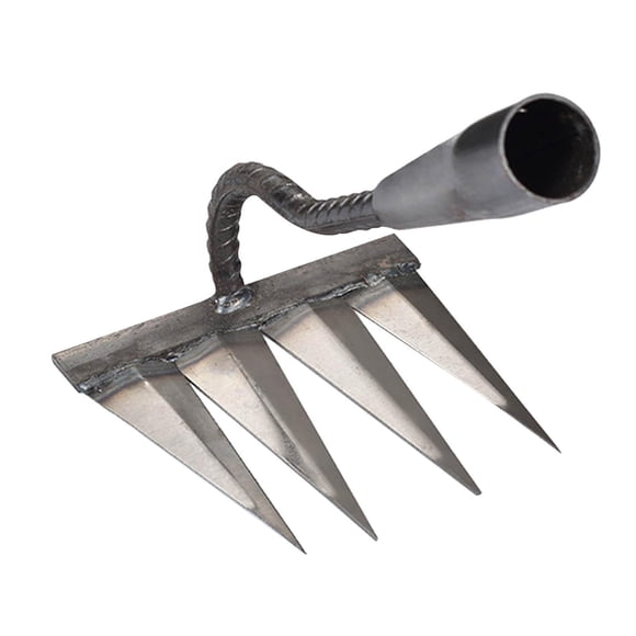 Rastrillo de deshierbe endurecido, cabeza de herramienta manual, hoz de acero al manganeso, cultivo de hoz, azada de jardinería duradera para afl , 4 dientes