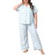 thumbnail image 4 of Agnes Orinda Conjunto de Pijama de Talla Grande para Mujer con Botones, Lazo Lindo, Estampado de Rayas, Manga Corta, Parte Superior y Pantalones Largos, Ropa de Dormir Suave de 2 Piezas 5X Azul, 4 of 8