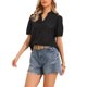 thumbnail image 4 of INSPIRE CHIC Blusas de Ojal para Mujer Verano Manga Corta Casual Cuello en V Camisas Huecas S Negro, 4 of 6