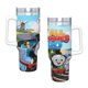 thumbnail image 4 of Thomas y sus Amigos Vaso aislado de acero inoxidable con asa, diseño temático, regalo para familia, amigos y fans; incluye pajita y encaja en el portavasos estándar, 40 oz, 4 of 6