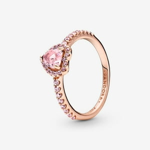 Anillo Pandora Corazón Elevado Brillante Rosa 7