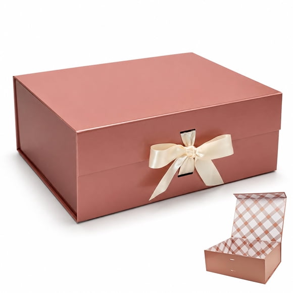Caja de Regalo Tekhoho 33 × 27 × 13 cm en Oro Rosado con Cierre Magnético
