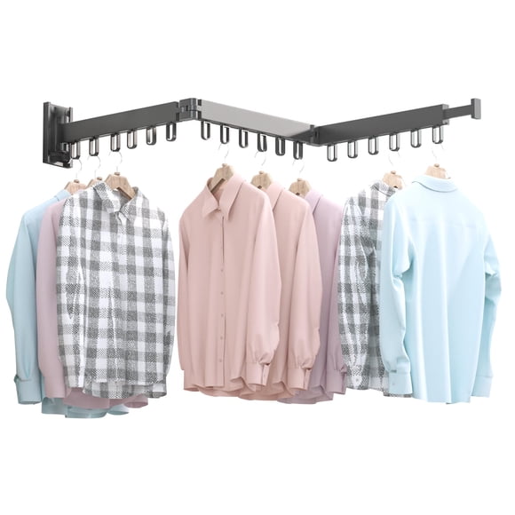 Tendedero de ropa Boqorad, retráctil, montado en la pared, negro