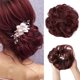 thumbnail image 1 of Xiao Hua Moño de Peluca Lazo para el Cabello, Moño Rizado Esponjoso para Mujer, Extensiones de Cabello Rizado, Moño Despeinado Lazo para el Cabello Falso, 1 Pieza, Rojo, 1 of 4