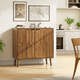 thumbnail image 2 of Sideboard Buffet Cabinet with Storage, Farmhouse Buffet Cabinet With Paper Clip Design, Wood Coffee Bar Storage Cabinet for Kitchen, Dining Room, Living Room, Entryway, Walnut,31.5" W, 2 of 3