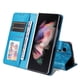thumbnail image 3 of Funda tipo cartera FOXDOCK para Samsung Galaxy Z Fold 3 , diseño girasol en relieve, cuero PU, cierre magnético, soporte y tarjetero, 3 of 5