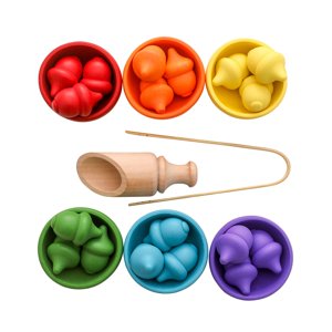 Magideal - Bolas De Arcoíris En Tazas, Juguete Montessori, Juego Clasificador De Madera, Juego De Clasificación De Colores, Clasificación Y Conteo De Colores Par