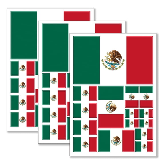 Sticker QQSD Calcomanía de Bandera Mexicana 3 Paquetes 30 x 21 cm