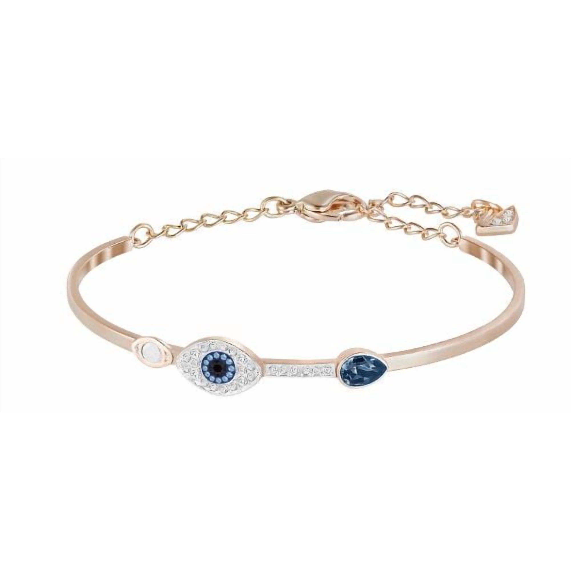 Pulsera Brazalete Swarovski Ojo Azul Oro Mujer