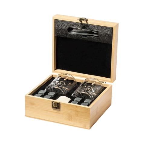 Importclick - Set Whisky Utensilios Vasos Bambú Steger